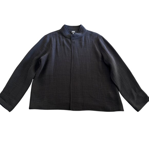 Eileen Fisher Women's Rayon/Silk Textured Open Front Black Jacket Cardigan Sz XL - Picture 3 of 9